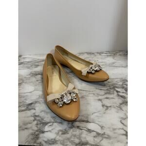 MIU MIU TAN JEWELED BALLET FLATS WOMEN'S SIZE US 8/ 
EU 39